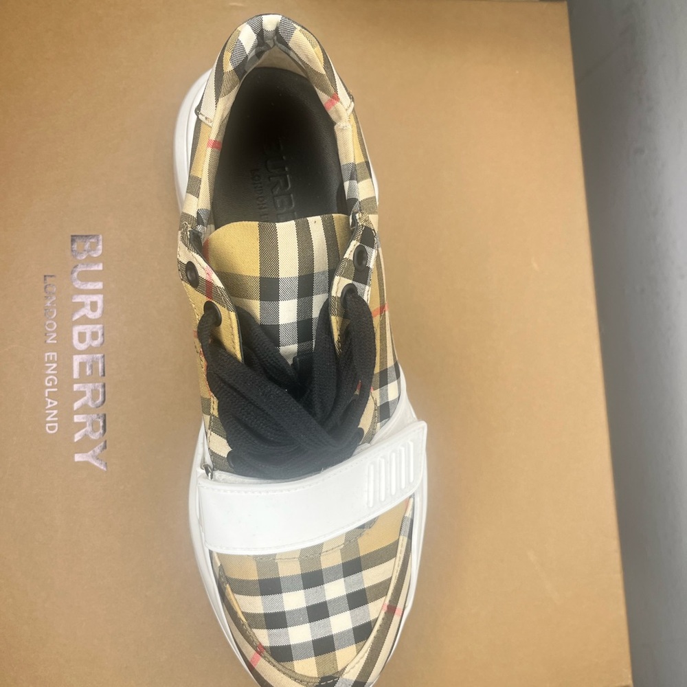 Burberry Checkered Sneakers - Black, White, Tan - Picture 2 of 7